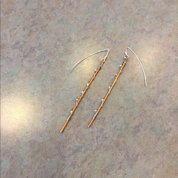 NEW Earrings Copper Silver Wrap Hanging Jewelry - Picture 4 of 4